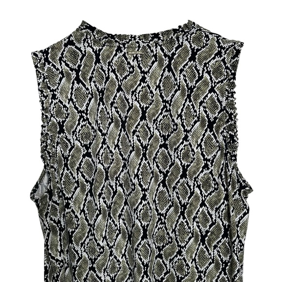 Michael Kors 3X Plus Olive Green Snake Print Midi Stretch Dress Sleeveless Vneck - Picture 6 of 12